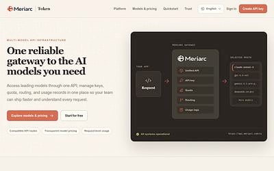 Screenshot of Meriarc Token webpage