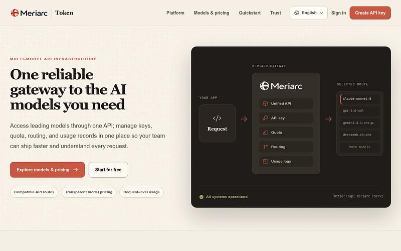Screenshot of Meriarc Token webpage