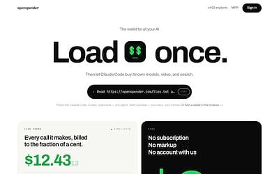 Screenshot of Openspender webpage