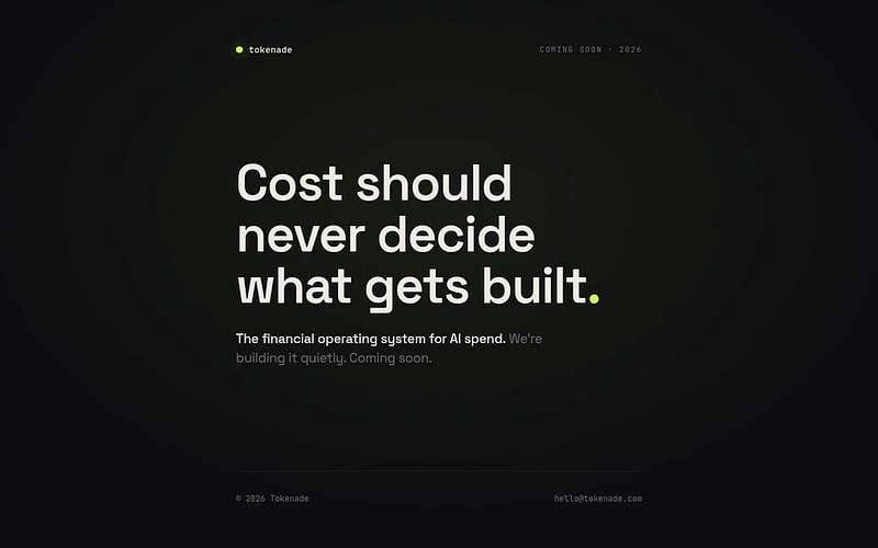 Screenshot of Tokenade webpage