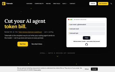 Screenshot of Tokenade webpage