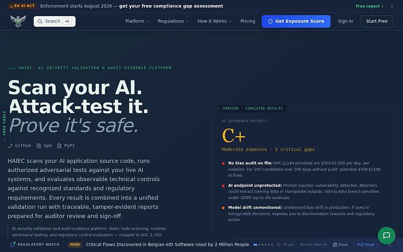 Screenshot of HAIEC webpage