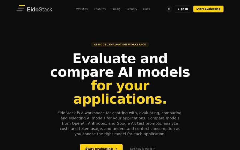 Screenshot of EidoStack webpage