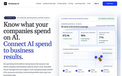 Screenshot of AI Gateway HQ webpage