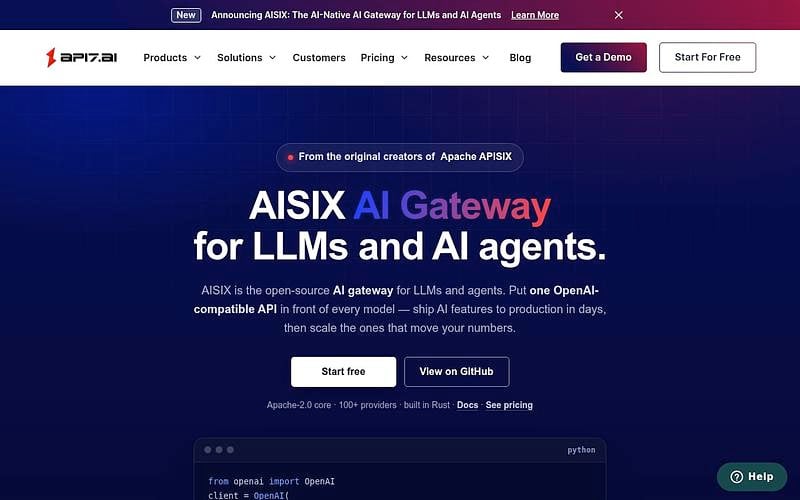 Screenshot of AISIX webpage