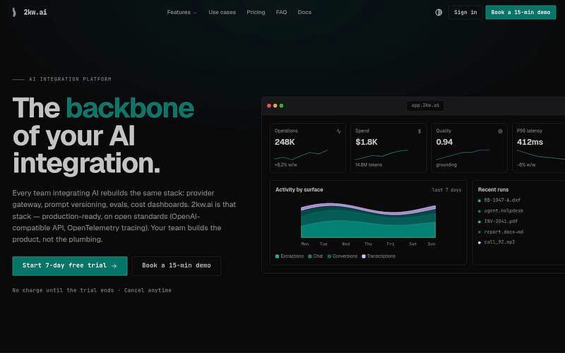 Screenshot of 2kw.ai webpage