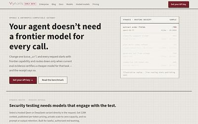 Screenshot of Vynaris webpage
