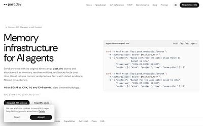 Screenshot of past.dev webpage