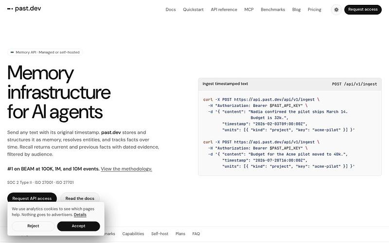 Screenshot of past.dev webpage