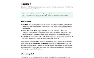 Screenshot of 402cron webpage