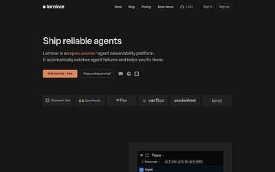 Screenshot of Laminar webpage