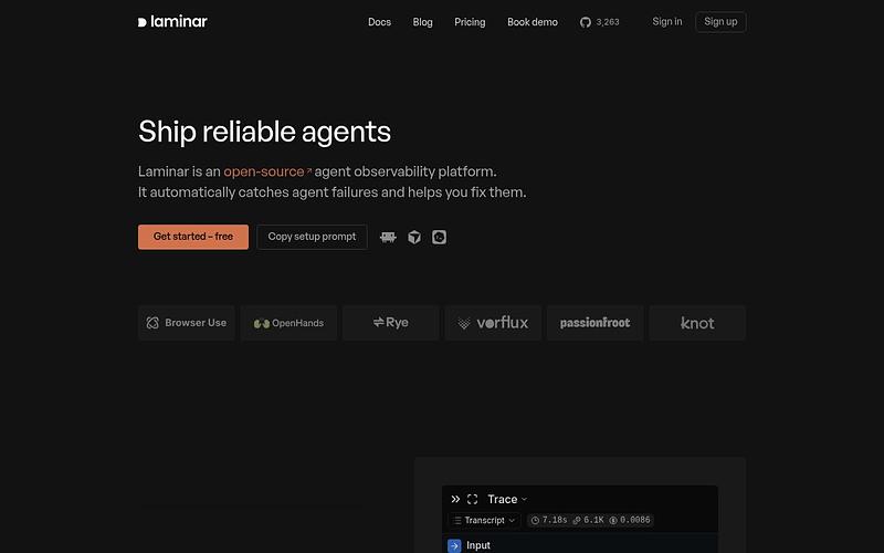 Screenshot of Laminar webpage