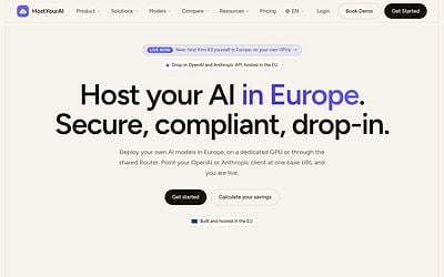 Screenshot of HostYourAI webpage