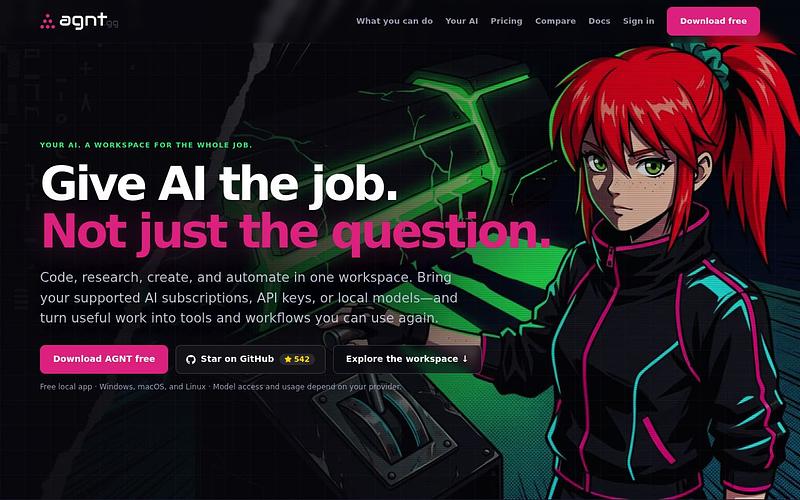 Screenshot of AGNT webpage
