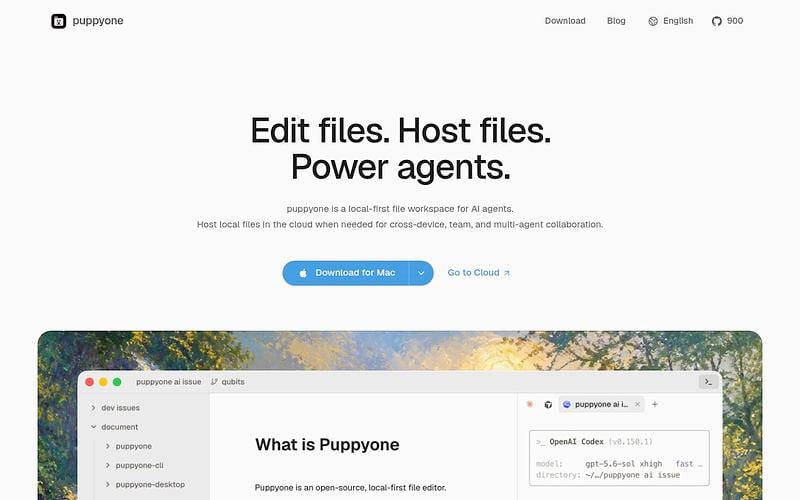 Screenshot of PuppyOne webpage