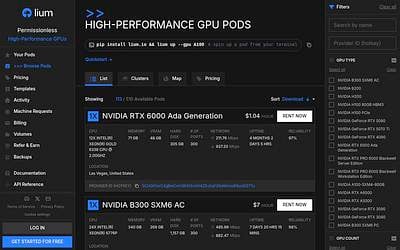 Screenshot of Lium webpage