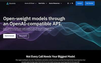 Screenshot of Aurora Inference webpage