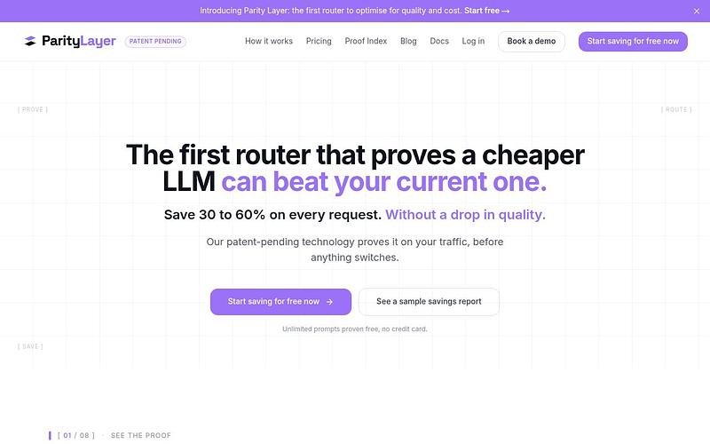 Screenshot of Parity Layer webpage
