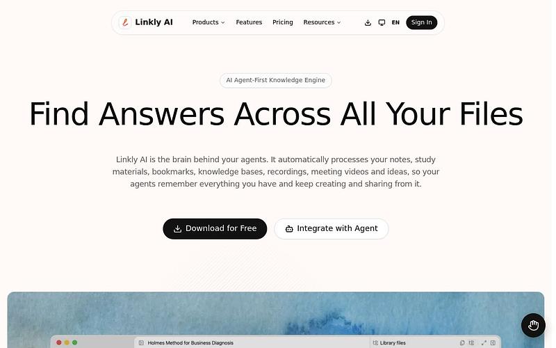 Screenshot of Linkly AI webpage