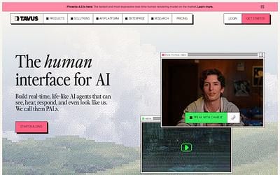 Screenshot of Tavus webpage