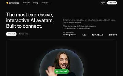 Screenshot of LemonSlice webpage