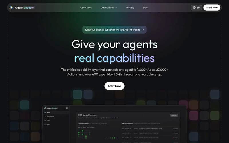 Screenshot of Aident Loadout webpage