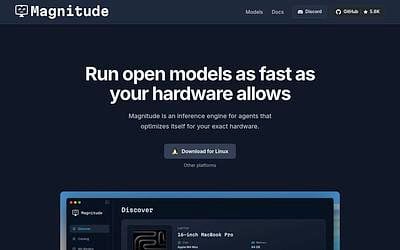 Screenshot of Magnitude webpage