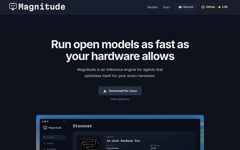 Screenshot of Magnitude webpage