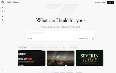 Screenshot of Z.ai webpage