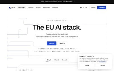 Screenshot of Akumi webpage