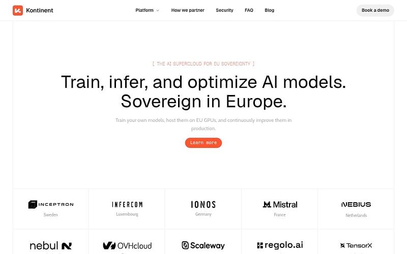 Screenshot of Kontinent webpage
