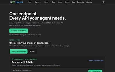 Screenshot of API.market MCP Gateway webpage