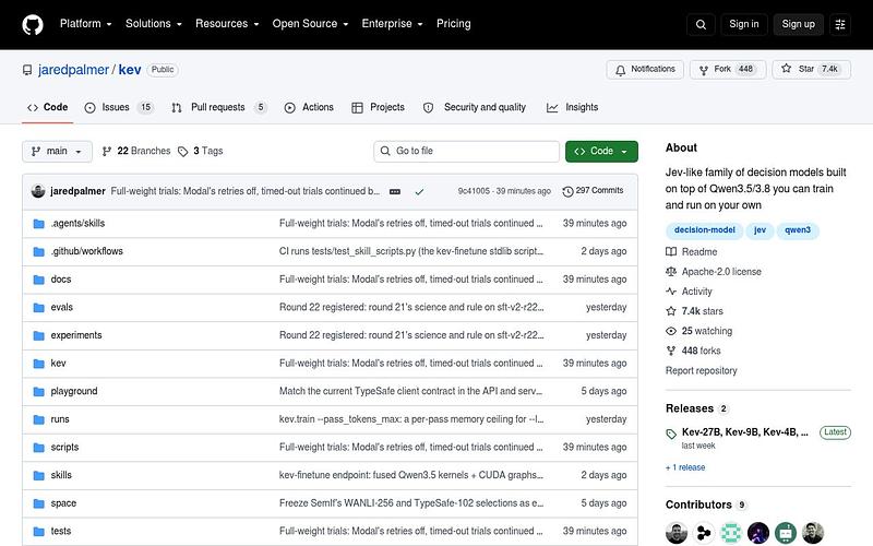 Screenshot of Kev webpage