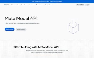 Screenshot of Meta Model API webpage