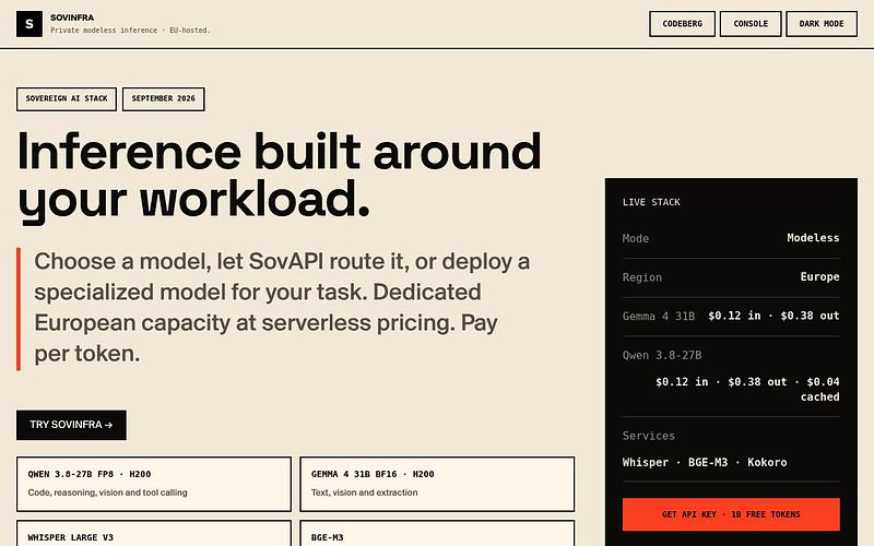 Screenshot of SovInfra webpage