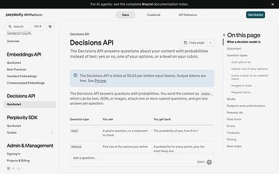 Screenshot of Perplexity pplx-decider webpage