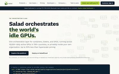 Screenshot of SaladCloud webpage