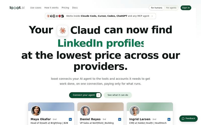 Screenshot of looot webpage