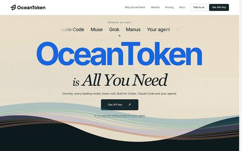 Screenshot of OceanToken webpage