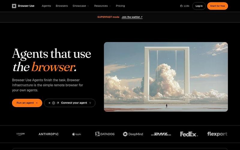 Screenshot of Browser Use webpage