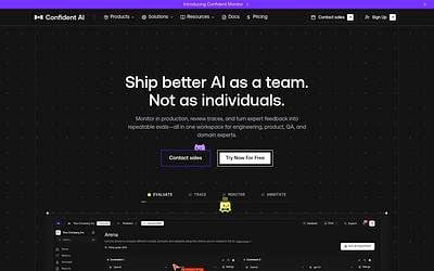 Screenshot of Confident AI webpage