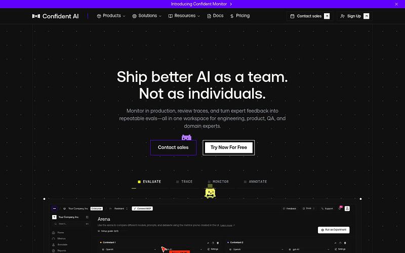 Screenshot of Confident AI webpage