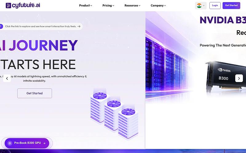 Screenshot of Cyfuture AI webpage