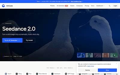 Screenshot of AirCube webpage