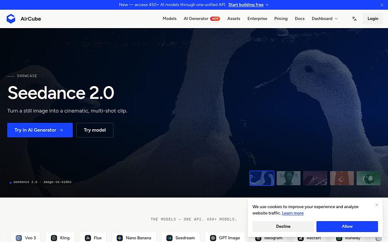 Screenshot of AirCube webpage