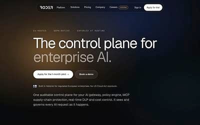 Screenshot of Roder webpage
