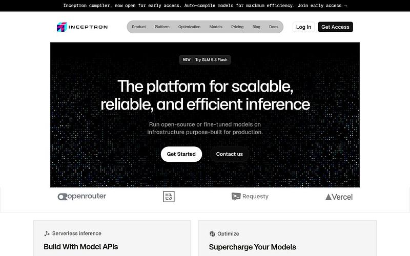 Screenshot of Inceptron webpage