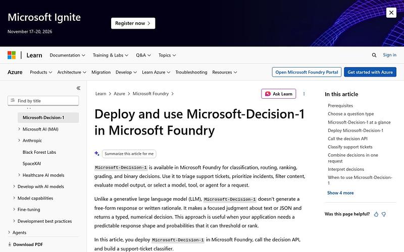 Screenshot of Microsoft-Decision-1 webpage