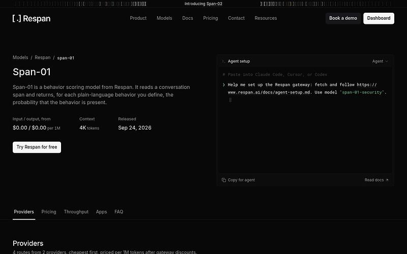 Screenshot of Respan Span-01 webpage