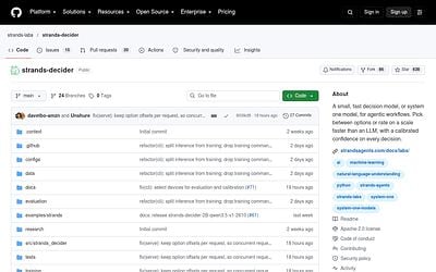 Screenshot of Strands Decider webpage